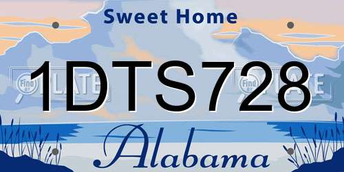 1DTS728 Alabama License Plate