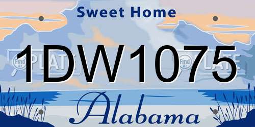 1DW1075 Alabama License Plate