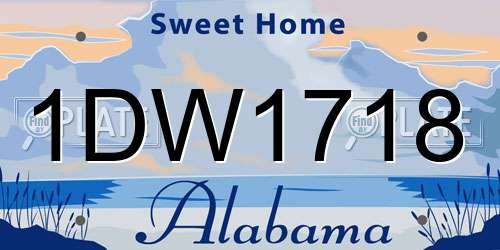 1DW1718 Alabama License Plate