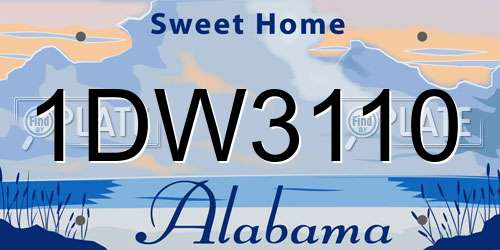1DW3110 Alabama License Plate