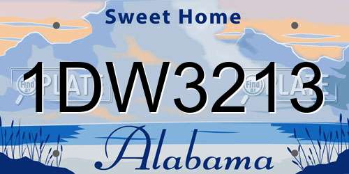1DW3213 Alabama License Plate