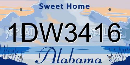 1DW3416 Alabama License Plate