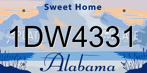 1DW4331 Alabama License Plate