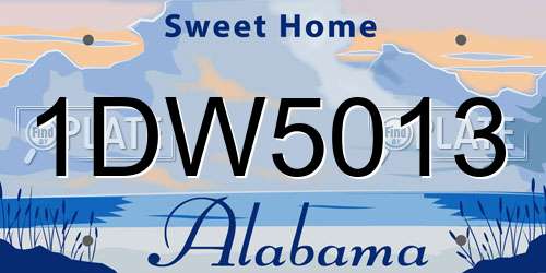 1DW5013 Alabama License Plate