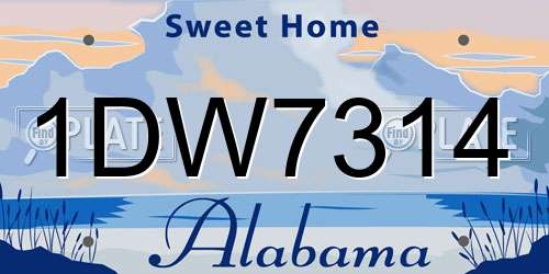 1DW7314 Alabama License Plate