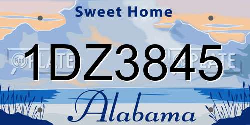 1DZ3845 Alabama License Plate