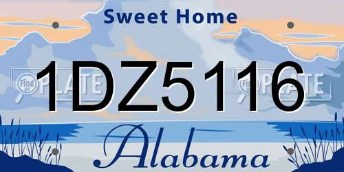 1DZ5116 Alabama License Plate