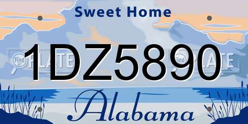 1DZ5890 Alabama License Plate