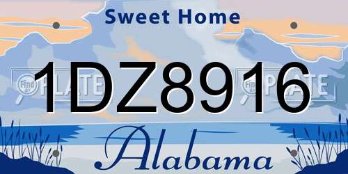 1DZ8916 Alabama License Plate