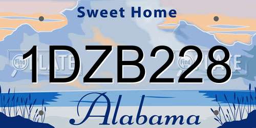 1DZB228 Alabama License Plate