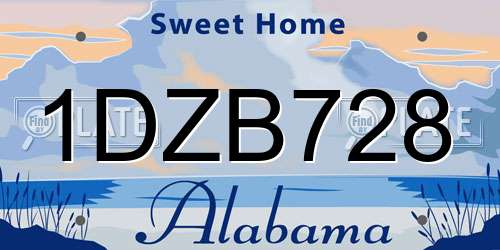 1DZB728 Alabama License Plate