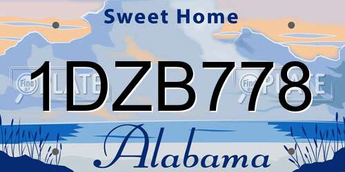 1DZB778 Alabama License Plate