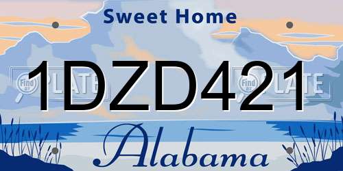 1DZD421 Alabama License Plate