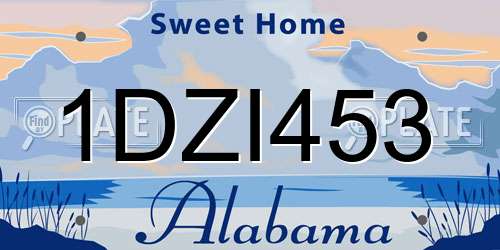 1DZI453 Alabama License Plate