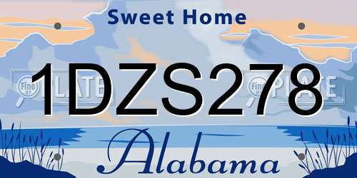 1DZS278 Alabama License Plate