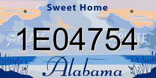 1E04754 Alabama License Plate