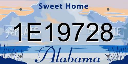 1E19728 Alabama License Plate
