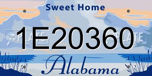 1E20360 Alabama License Plate