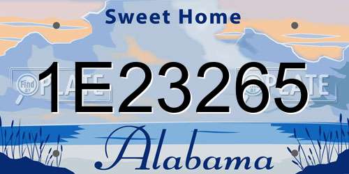 1E23265 Alabama License Plate
