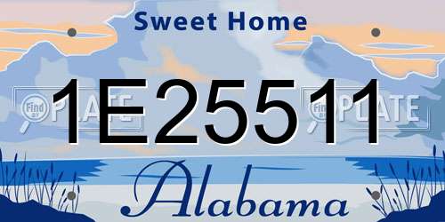 1E25511 Alabama License Plate