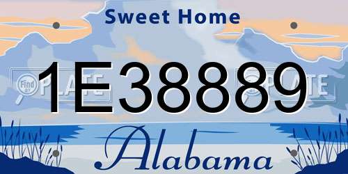 1E38889 Alabama License Plate