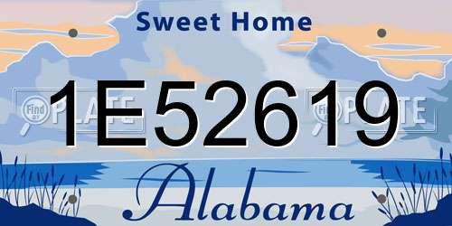 1E52619 Alabama License Plate