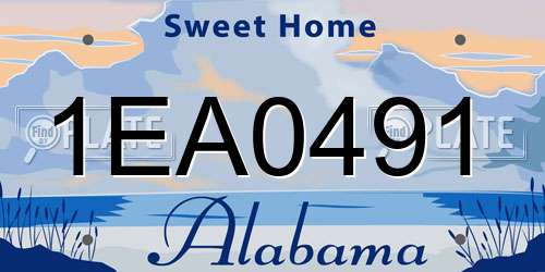 1EA0491 Alabama License Plate