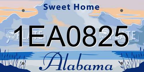 1EA0825 Alabama License Plate