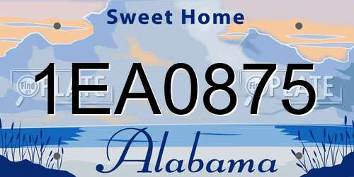 1EA0875 Alabama License Plate