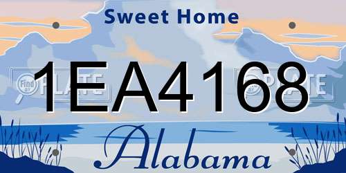 1EA4168 Alabama License Plate