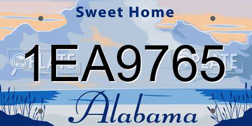 1EA9765 Alabama License Plate