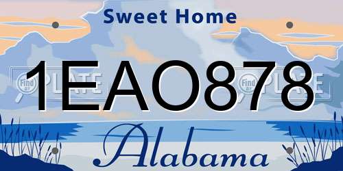 1EAO878 Alabama License Plate