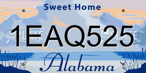 1EAQ525 Alabama License Plate