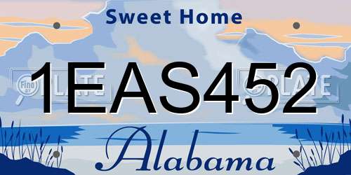 1EAS452 Alabama License Plate