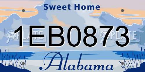 1EB0873 Alabama License Plate