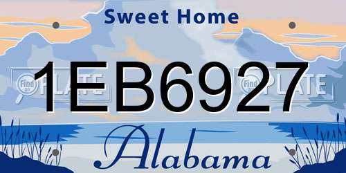 1EB6927 Alabama License Plate