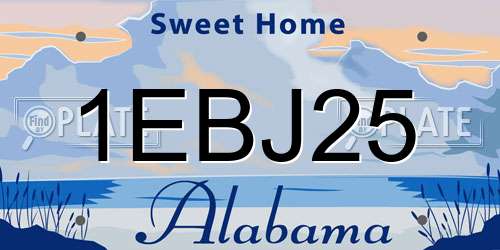 1EBJ25 Alabama License Plate
