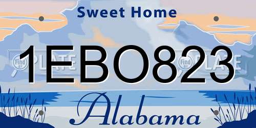 1EBO823 Alabama License Plate