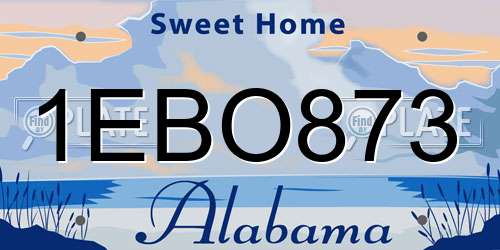 1EBO873 Alabama License Plate