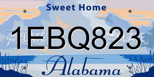 1EBQ823 Alabama License Plate