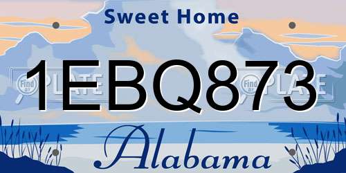 1EBQ873 Alabama License Plate