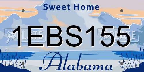 1EBS155 Alabama License Plate