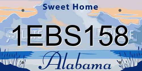 1EBS158 Alabama License Plate