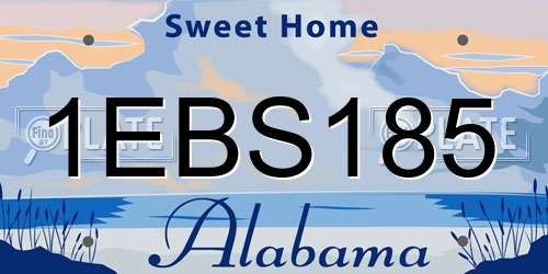 1EBS185 Alabama License Plate
