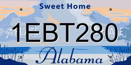 1EBT280 Alabama License Plate
