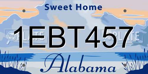 1EBT457 Alabama License Plate