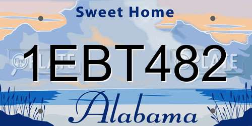 1EBT482 Alabama License Plate