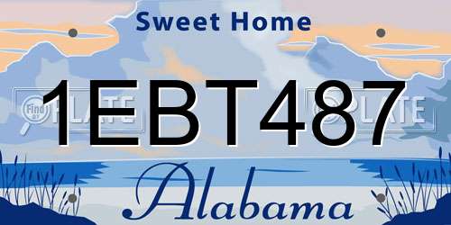 1EBT487 Alabama License Plate