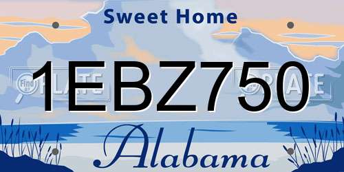 1EBZ750 Alabama License Plate