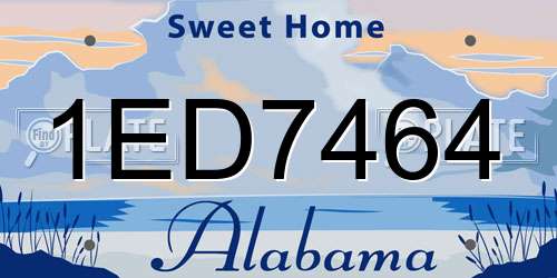 1ED7464 Alabama License Plate